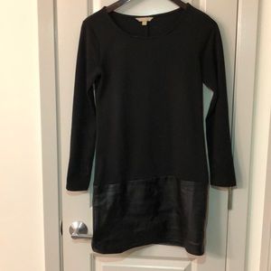 Long sleeve dress with faux leather bottom